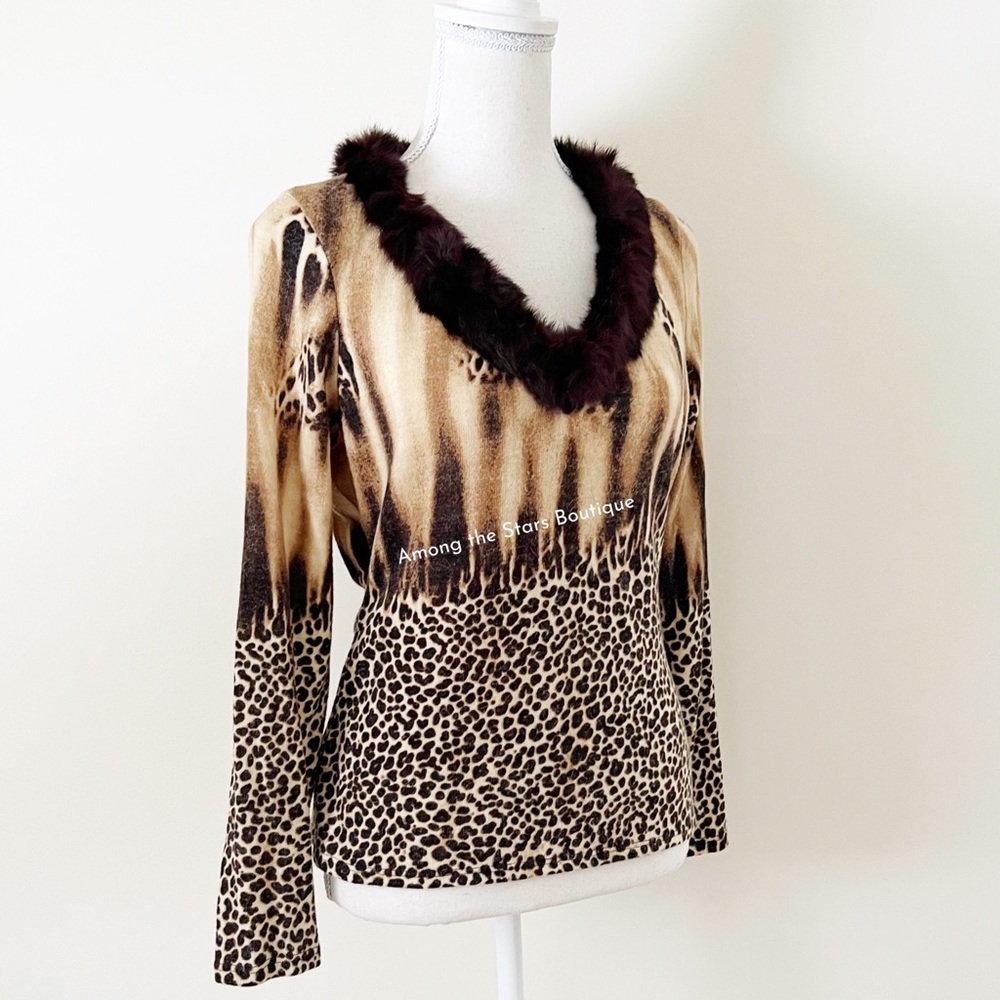 Super Rare Y2K Vintage Animal Print + Faux Fur Top ASO Janice in Friends - Picture 9 of 12